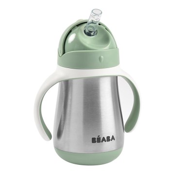 Beaba - Termoizolačný hrnček so slamkou 250 ml zelený