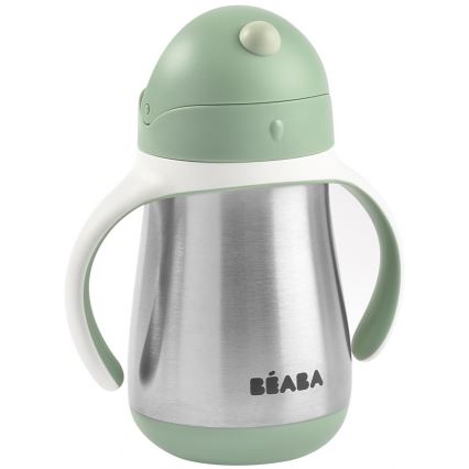 Beaba - Termoizolačný hrnček so slamkou 250 ml zelený