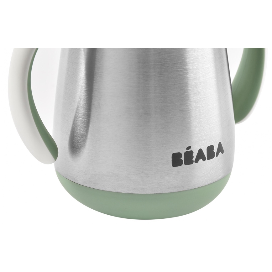 Beaba - Termoizolačný hrnček so slamkou 250 ml zelený