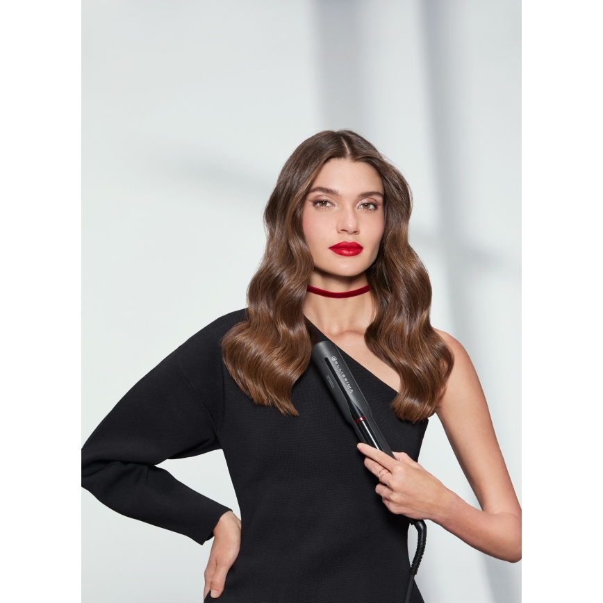 Bellissima 11948 - Infračervená žehlička na vlasy s LCD displejom 60W/230V čierna