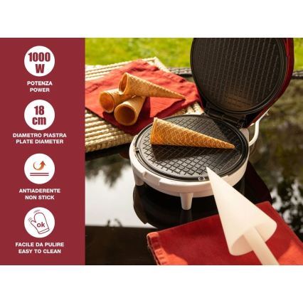 Beper - 2v1 vaflovač 1000 W/230 V, červený