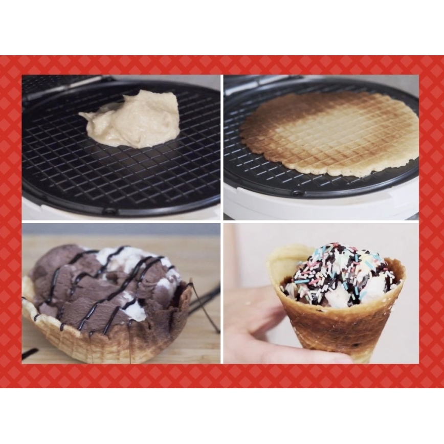 Beper - 2v1 vaflovač 1000 W/230 V, červený