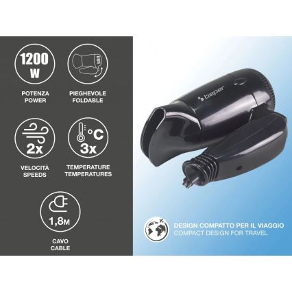 Beper - Cestovný fén 1200W/230V