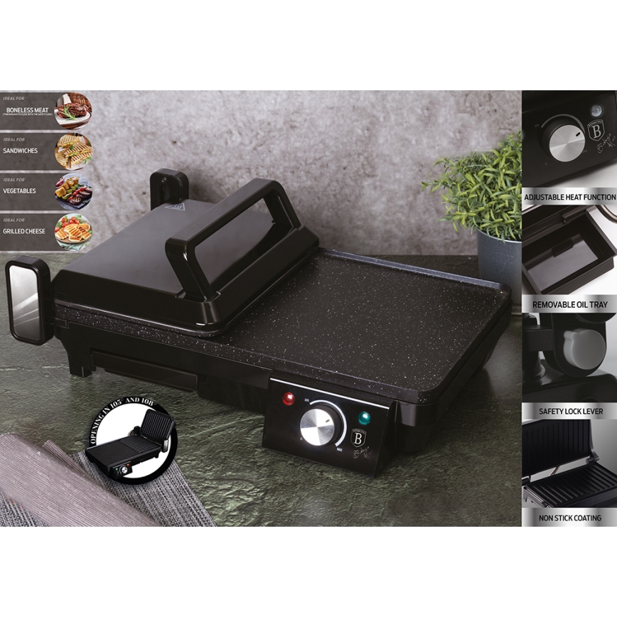 BerlingerHaus - Multifunkčný kontaktný gril 2000W/230V čierna