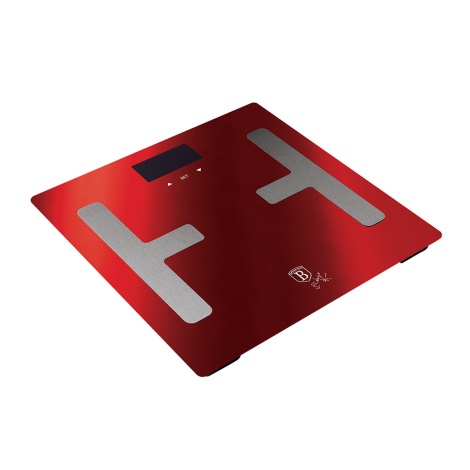BerlingerHaus - Osobná váha s LCD displejom 2xAAA červená/matný chróm