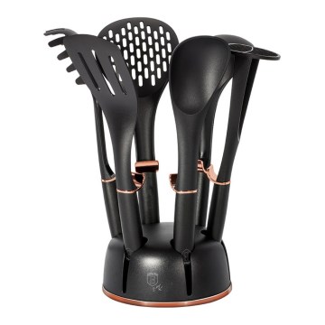 BerlingerHaus - Sada kuchynského náčinia v stojane 7 ks čierna/rose gold
