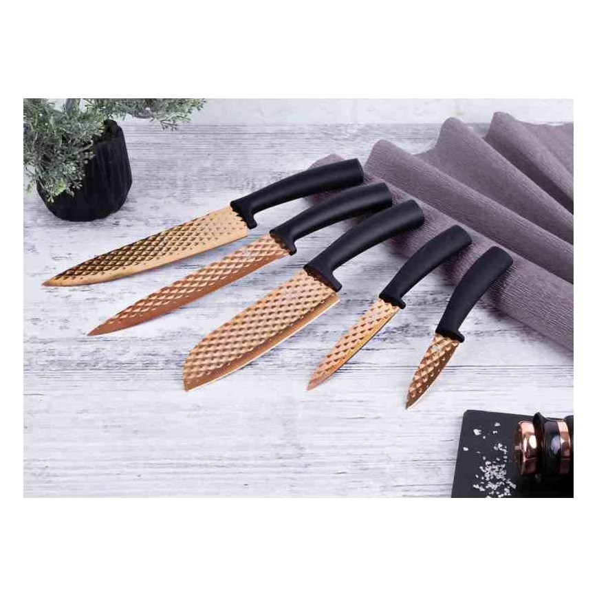 BerlingerHaus - Sada nerezových nožov 5 ks čierna/rose gold