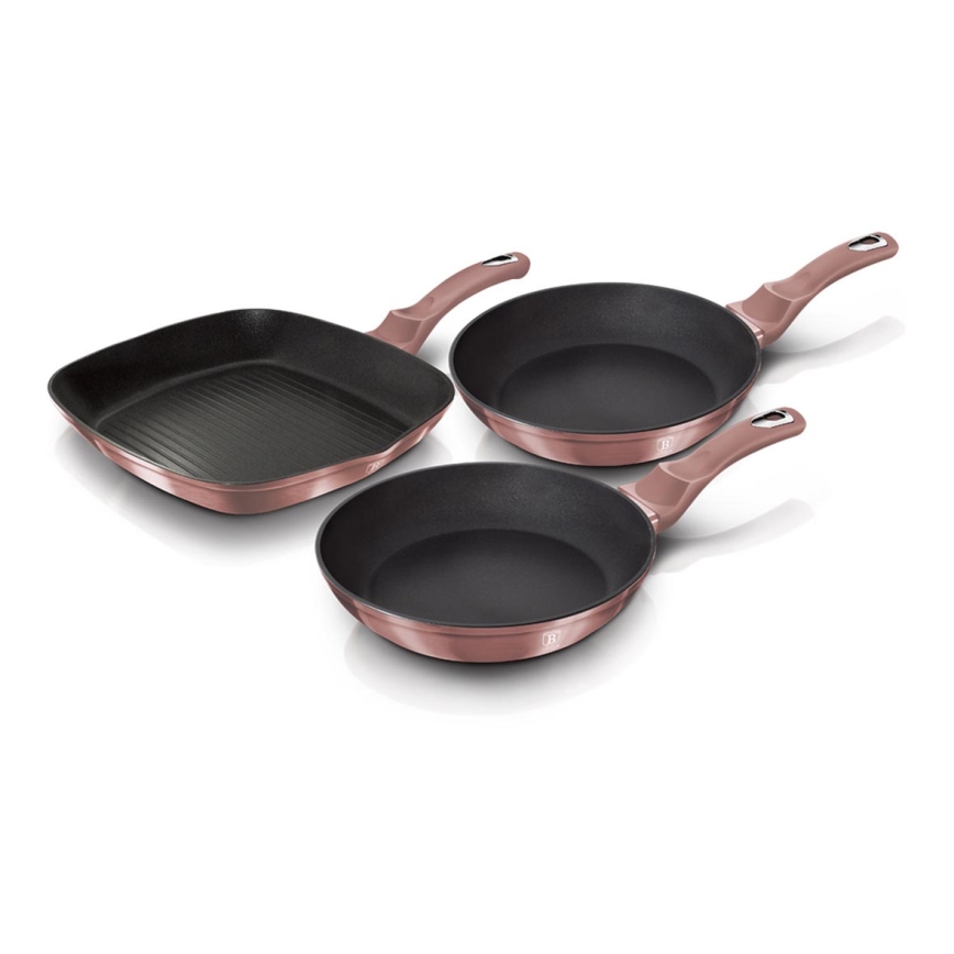 BerlingerHaus - Sada panvíc s titánovým povrchom 3 ks rose gold