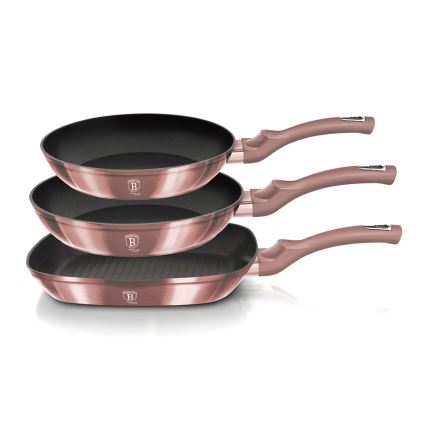 BerlingerHaus - Sada panvíc s titánovým povrchom 3 ks rose gold