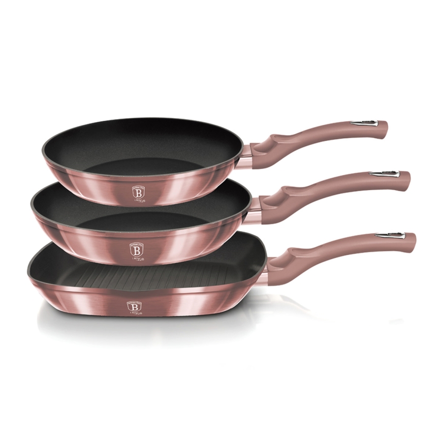 BerlingerHaus - Sada panvíc s titánovým povrchom 3 ks rose gold