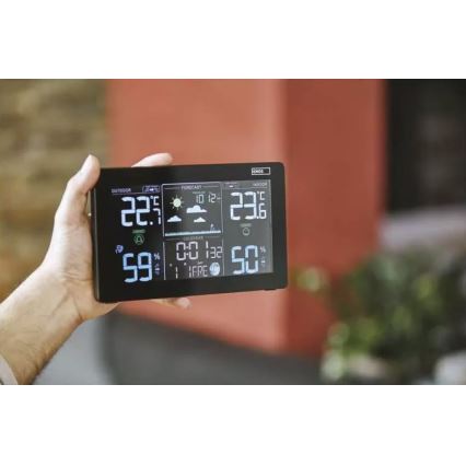 Bezdrôtová meteostanica s budíkom 5V/3xAAA + 2xAAA čierna