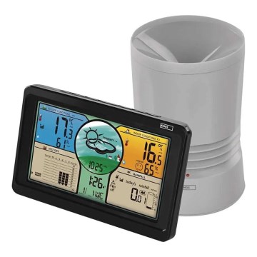 Bezdrôtová meteostanica s farebným LCD displejom a zrážkomerom 3xAAA čierna
