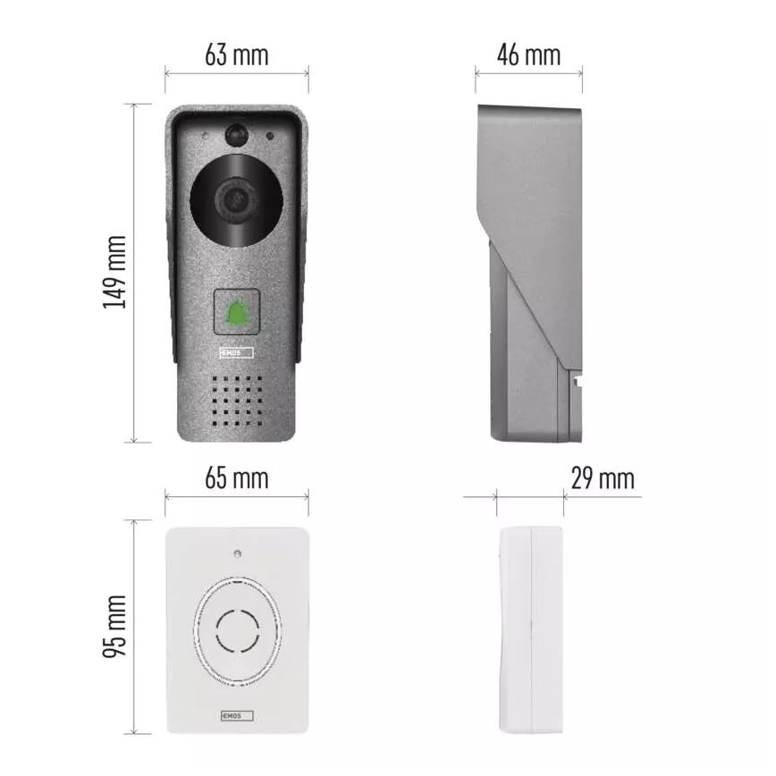 Bezdrôtový videozvonček so senzorom pohybu GoSmart 12V/3xAA IP44 Wi-Fi Tuya