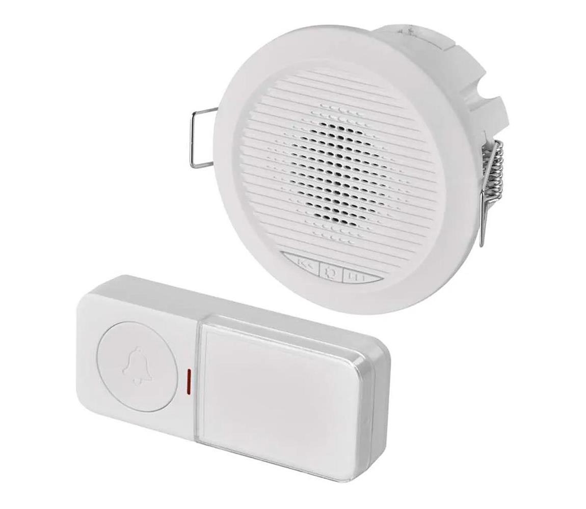 Bezdrôtový vstavaný zvonček 230V + 1xCR2032 biely P57103