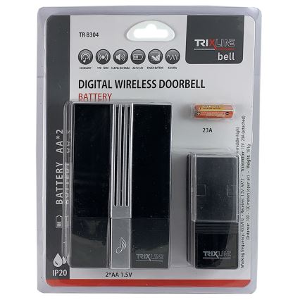 Bezdrôtový zvonček BELL 1x23A + 2xAA čierna