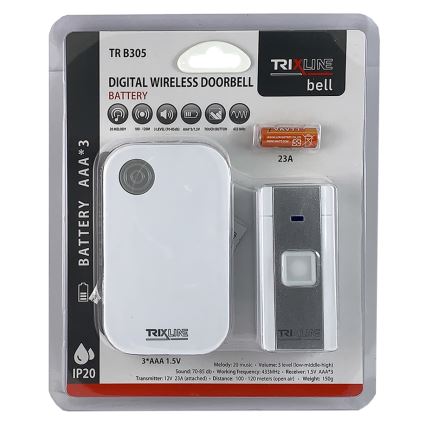 Bezdrôtový zvonček BELL 1x23A + 3xAAA biela