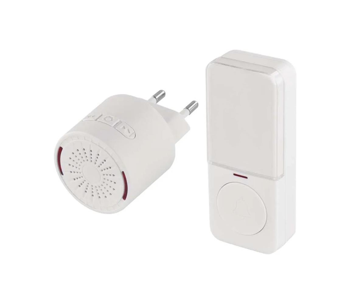 Bezdrôtový zvonček do zásuvky 230V + 1xCR2032 biely P5734