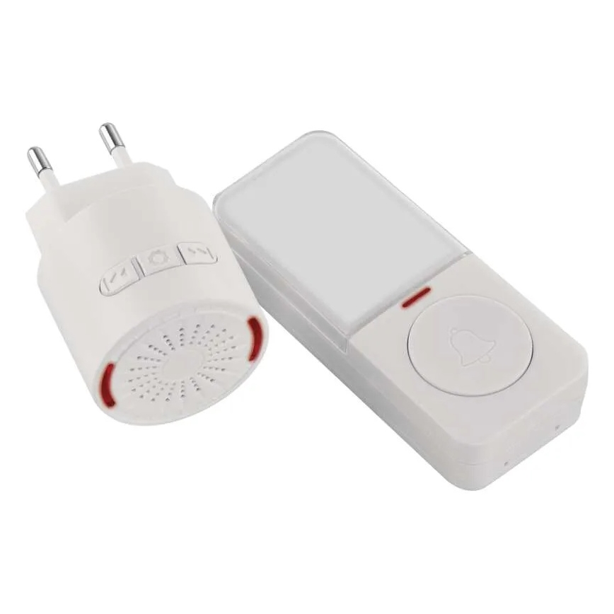 Bezdrôtový zvonček do zásuvky 230V + 1xCR2032 biely