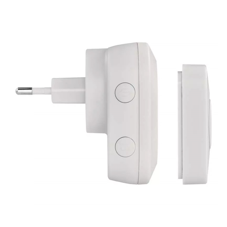 Bezdrôtový zvonček do zásuvky 230V + 1xCR2032 IP44 biely