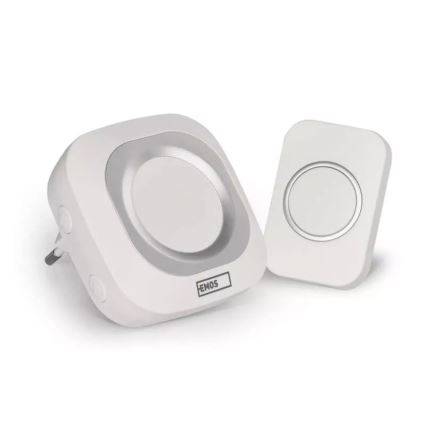 Bezdrôtový zvonček do zásuvky 230V + 1xCR2032 IP44 biely