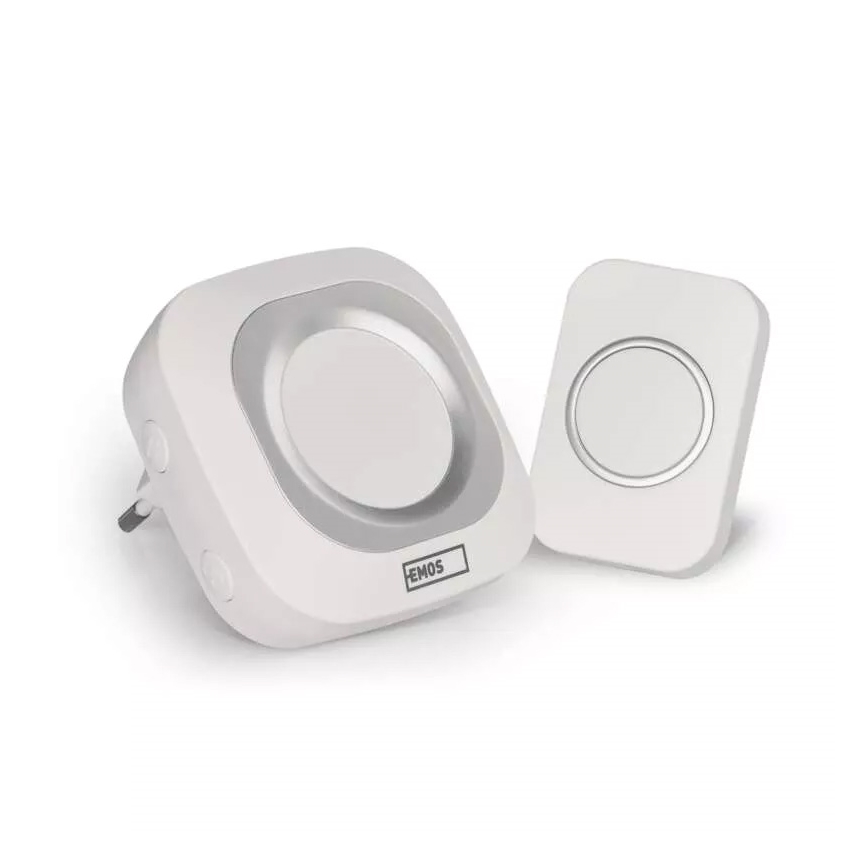 Bezdrôtový zvonček do zásuvky 230V + 1xCR2032 IP44 biely