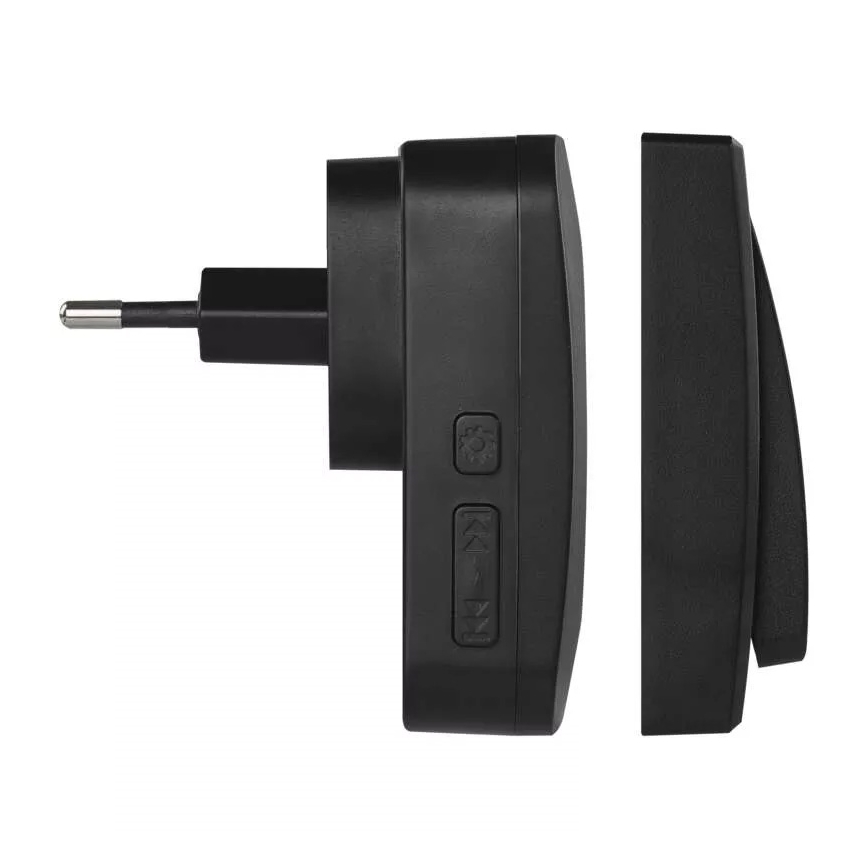 Bezdrôtový zvonček do zásuvky 230V IP44 čierna