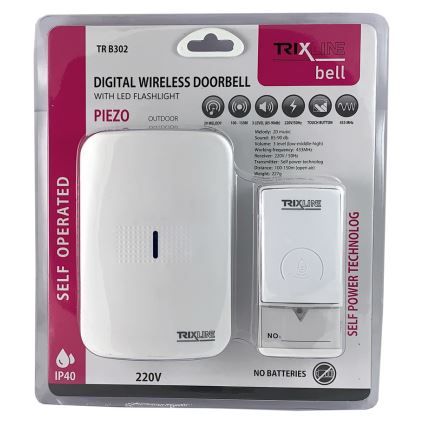 Bezdrôtový zvonček do zásuvky PIEZO BELL 230V + 1x23A IP40 biela
