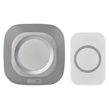 Bezdrôtový zvonček do zásuvky 230V + 1xCR2032 IP44 šedá
