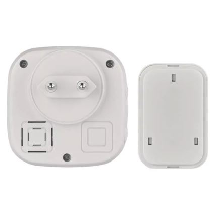 Bezdrôtový zvonček do zásuvky 230V + 1xCR2032 IP44 šedá