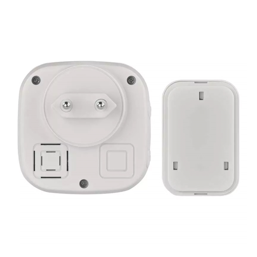 Bezdrôtový zvonček do zásuvky 230V + 1xCR2032 IP44 šedá