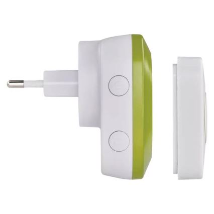 Bezdrôtový zvonček do zásuvky 230V + 1xCR2032 IP44 zelená