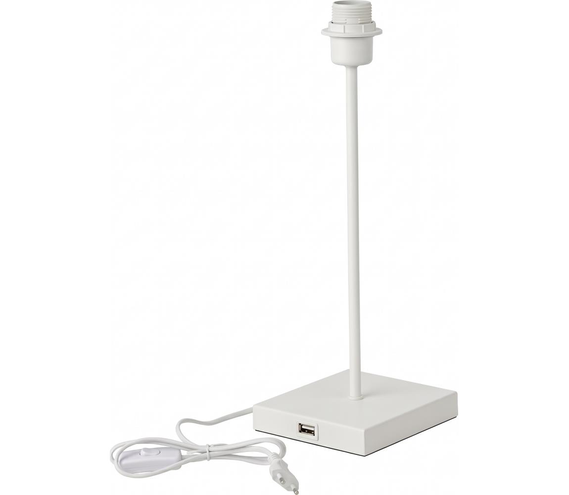 Biela stolná lampa s USB portom 1xE27/15W/230V 0717