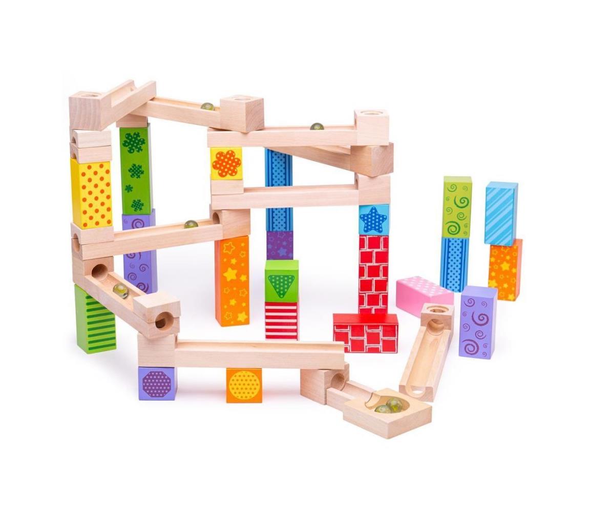 Bigjigs Toys Drevená guličkové dráha Farebná