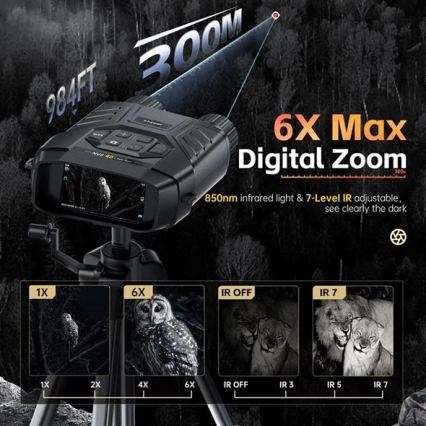 Binokulárny ďalekohľad s nočným videním 6x25 4000 mAh