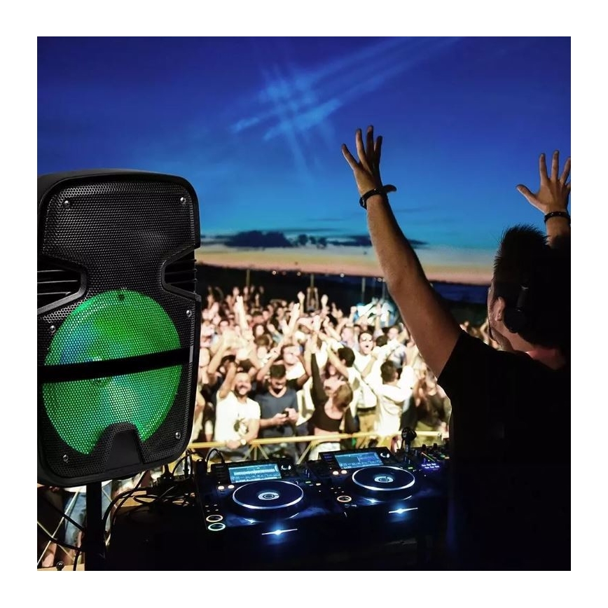 Bluetooth prenosný reproduktor s mikrofónom 15W/3,7V LED RGB + DO