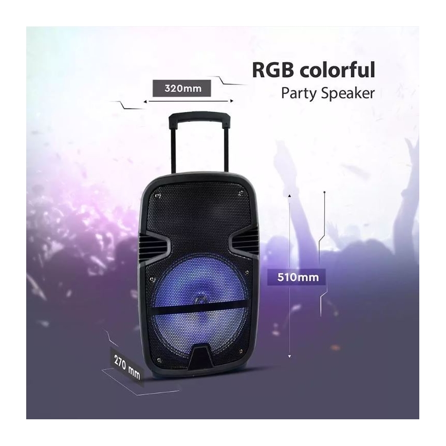 Bluetooth prenosný reproduktor s mikrofónom 35W/3,7V LED RGB + DO