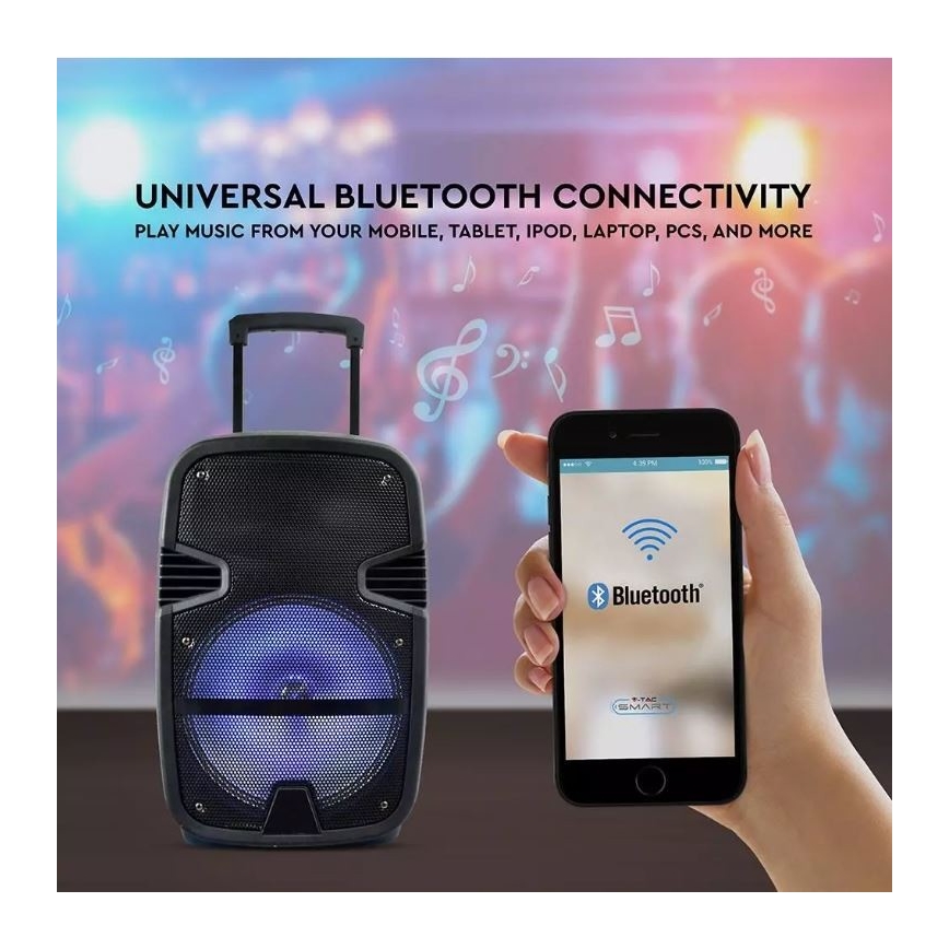 Bluetooth prenosný reproduktor s mikrofónom 35W/3,7V LED RGB + DO