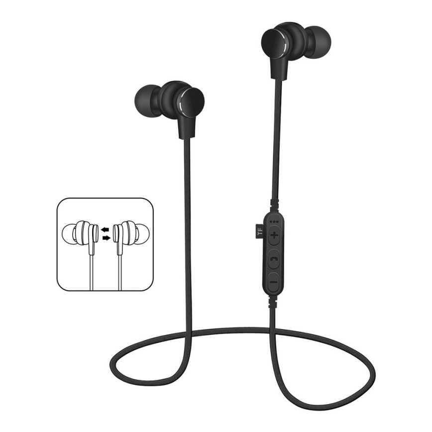 Bluetooth slúchadlá s mikrofónom a prehrávačom MicroSD 80 mAh čierna