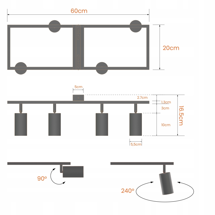 Bodové svietidlo 4xGU10/30W/230V biele