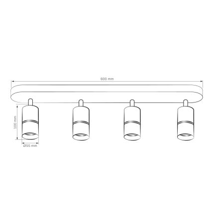 Bodové svietidlo BAMBOO 4xGU10/10W/230V čierna