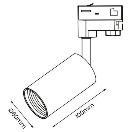 Bodové svietidlo do 3-fázového lištového systému PIPE 1xGU10/25W/230V biela