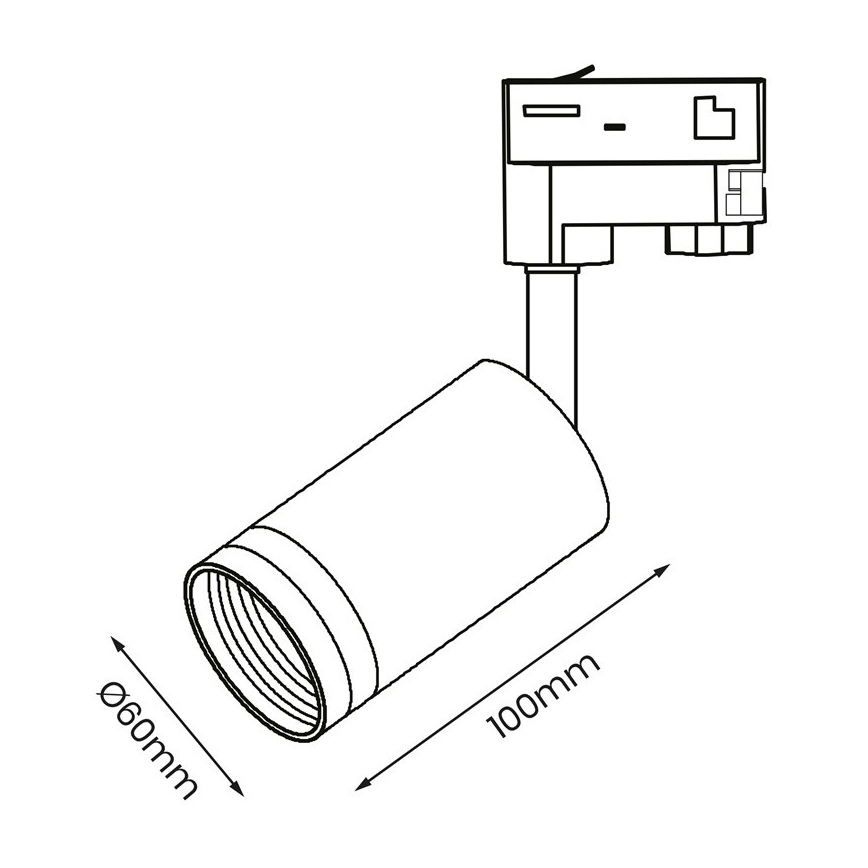 Bodové svietidlo do 3-fázového lištového systému PIPE 1xGU10/25W/230V čierna