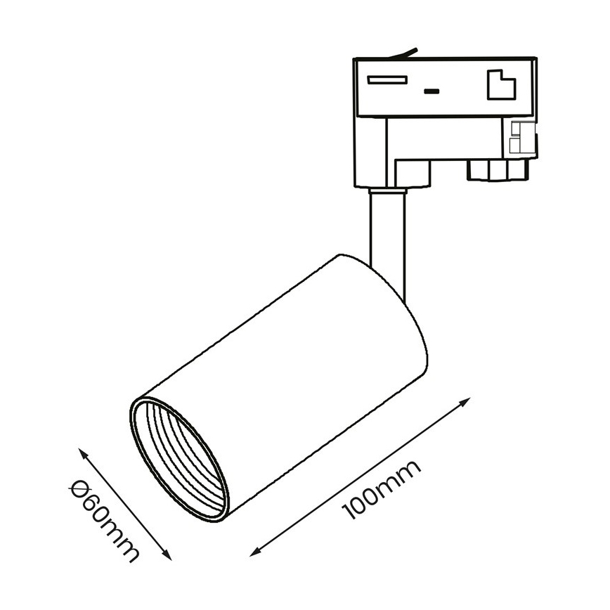 Bodové svietidlo do 3-fázového lištového systému PIPE 1xGU10/25W/230V čierna