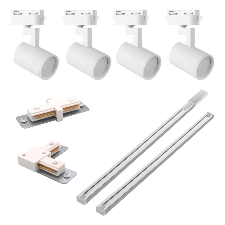 Bodové svietidlo do lištového systému LYNX 4xGU10/10W/230V + 2 x 75 cm lištový systém biela