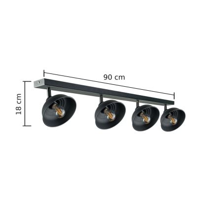 Bodové svietidlo FAUN 4xE27/60W/230V čierna