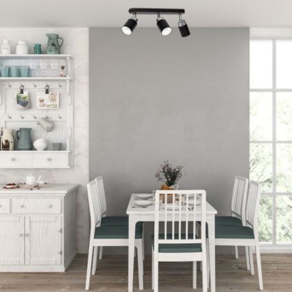 Bodové svietidlo RENO 3xGU10/8W/230V čierna/lesklý chróm