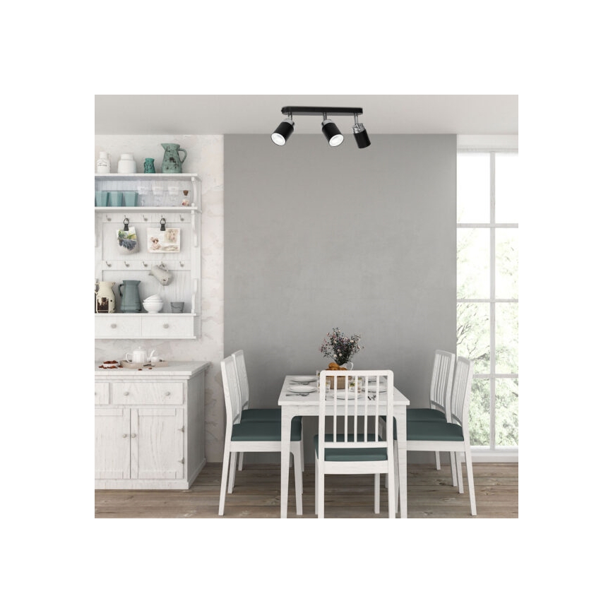 Bodové svietidlo RENO 3xGU10/8W/230V čierna/lesklý chróm