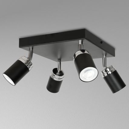 Bodové svietidlo RENO 4xGU10/8W/230V čierna/lesklý chróm