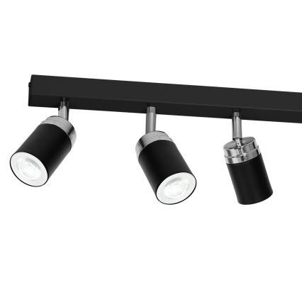 Bodové svietidlo RENO 6xGU10/60W/230V čierna/lesklý chróm