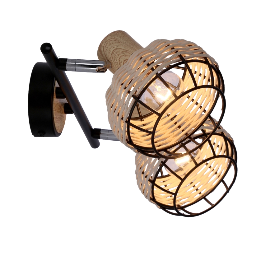 Bodové svietidlo TAJGA 2xE14/40W/230V ratan/čierna